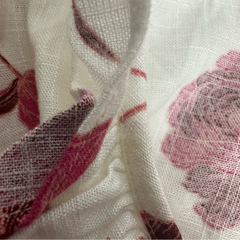 MISA Dress Small White Pink Thora Floral Ruffle Mini Wrap Abstract Peony  small - Picture 10 of 12